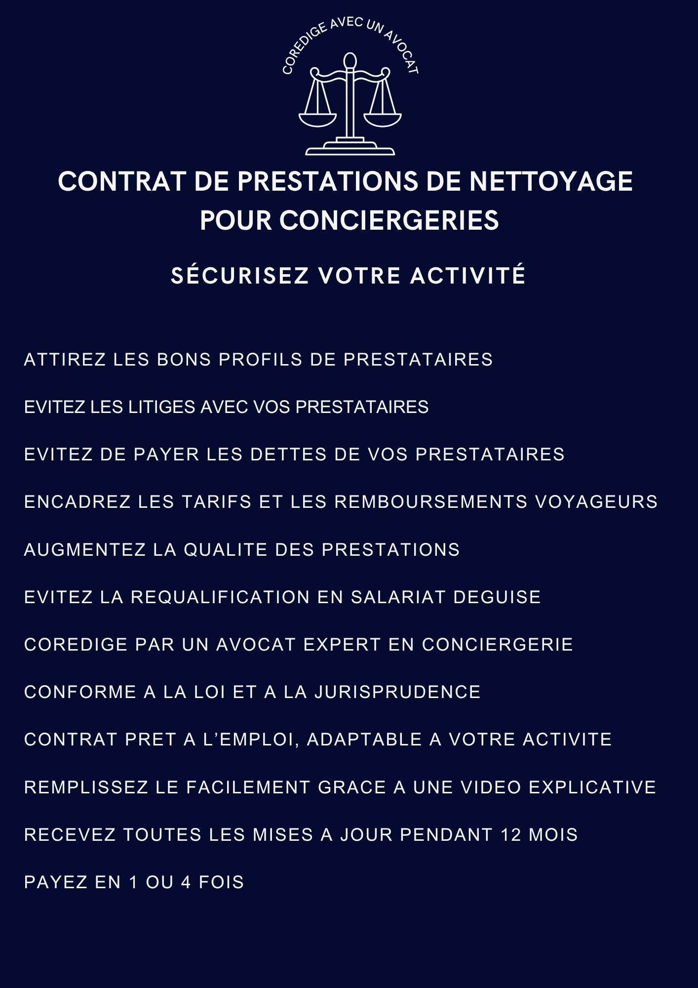 contrat de nettoyage pour conciergeries
